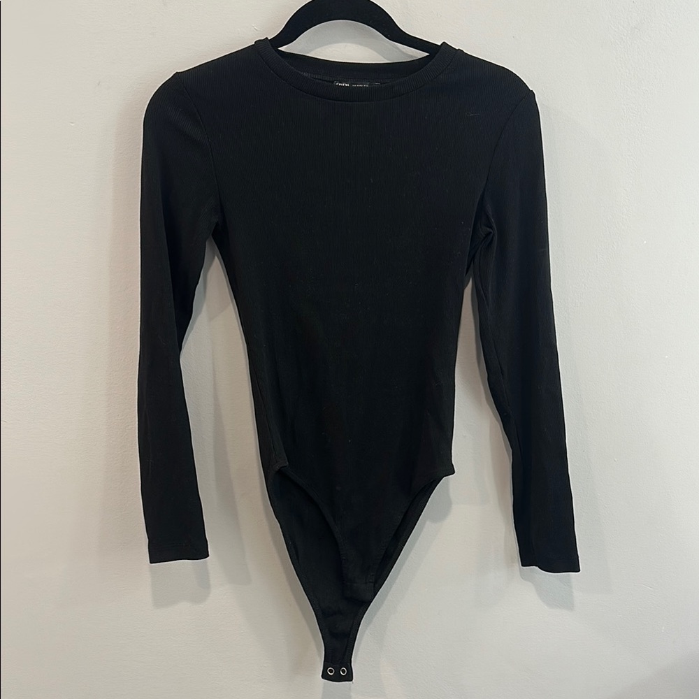 Zara Black Fitted Bodysuit with Long Sleeves